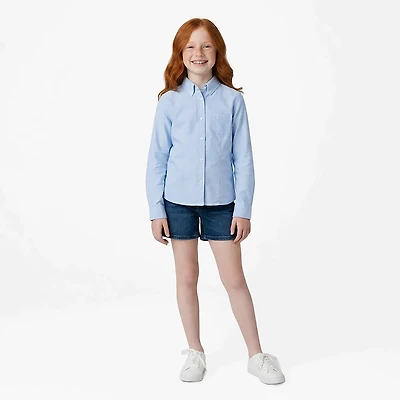 French Toast Girls' Extended Sizing Long Sleeve Oxford Blouse