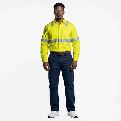 Bulwark Men's Hi-Visibility CoolTouch Flame Resistant Work Shirt