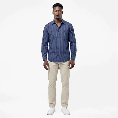 Red Kap Men's Long Sleeve Industrial Stripe Work Shirt