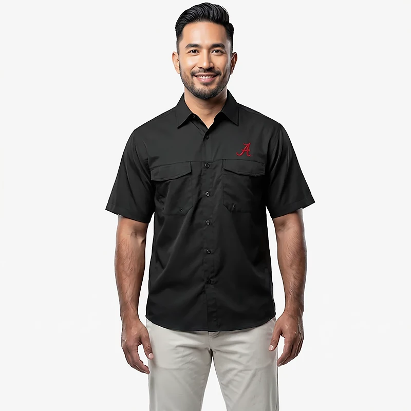 Antigua Men's University of Alabama Game Day Woven Fishing Shirt