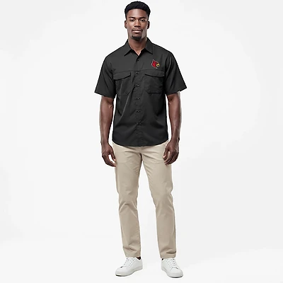 Antigua Men's University of Louisville Game Day Woven Fishing Shirt