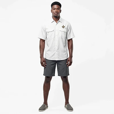Antigua Men's New Orleans Saints Game Day Woven Fishing Shirt