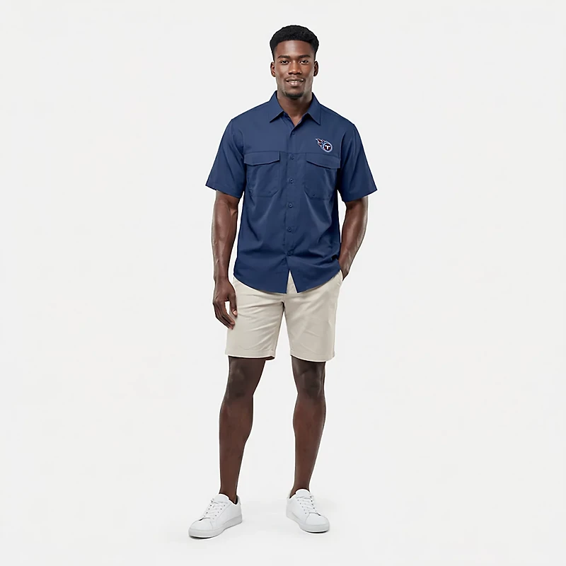 Antigua Men's Tennessee Titans Game Day Woven Fishing Shirt