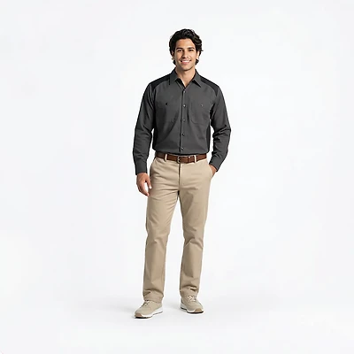 Red Kap Men's Motorsports Collared Long Sleeve Shirt