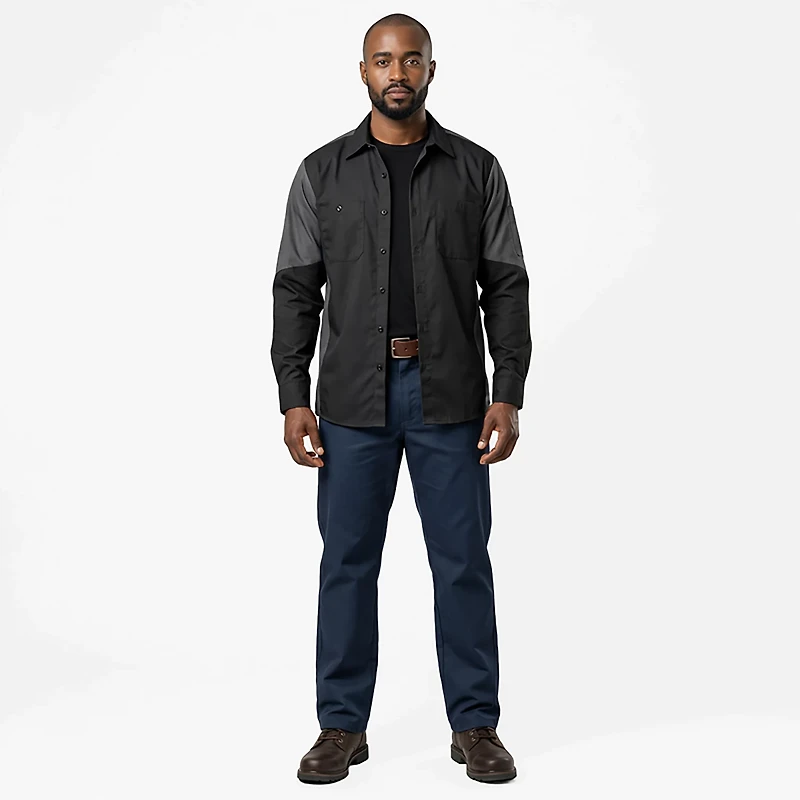 Red Kap Men's 2-Tone Crew Long Sleeve Shirt