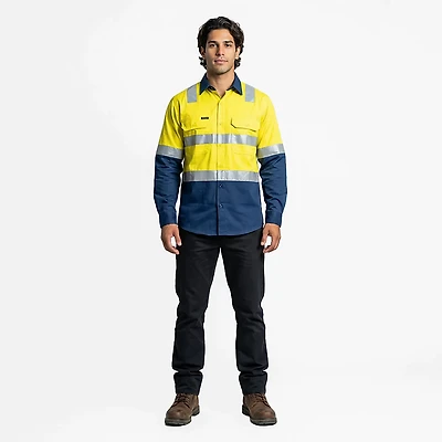 Red Kap Men's Hi-Visibility Colorblock Ripstop Type R Class 2 Work Shirt