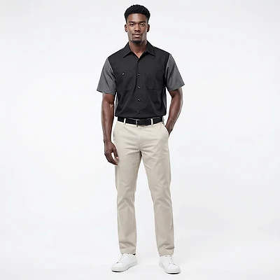 Red Kap Men's 2-Tone Crew Short Sleeve Shirt