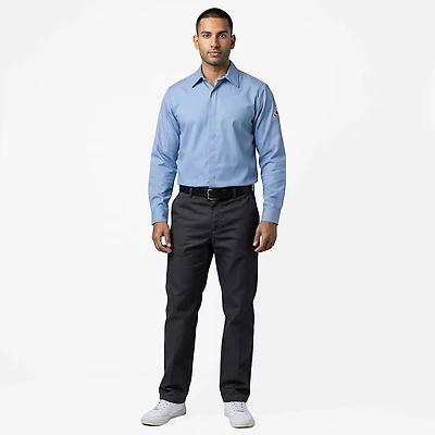 Bulwark Men's Concealed Gripper Pocketless Midweight Flame Resistant Long Sleeve Work Shirt