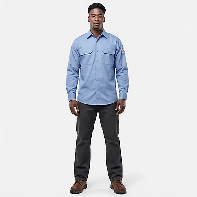 Bulwark Men's Lightweight Flame Resistant Chambray Uniform Dress Shirt
