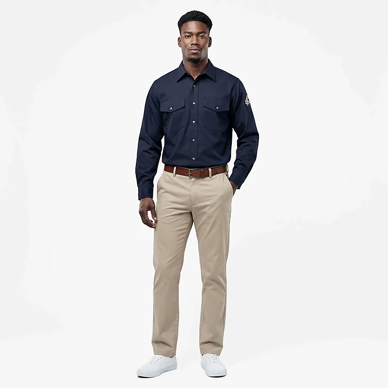 Bulwark Men's Lightweight Nomex Flame Resistant Snap ont Shirt
