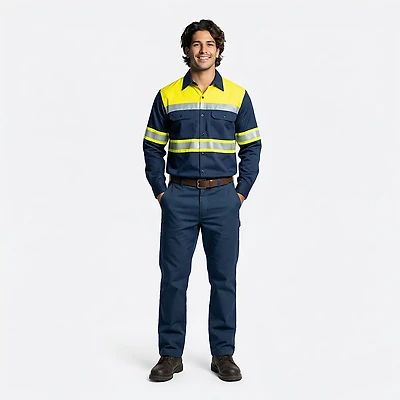 Red Kap Men's Hi-Visibility Colorblock Ripstop Type O Class 1 Long Sleeve Work Shirt