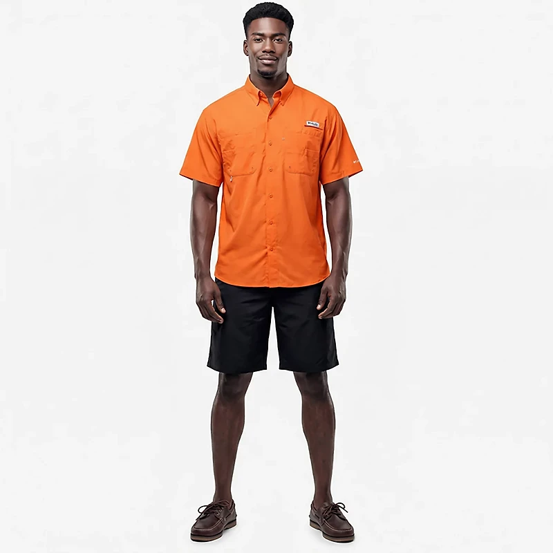 Columbia Sportswear Men's Clemson University Slack Tide Flag Camp Button Down Shirt