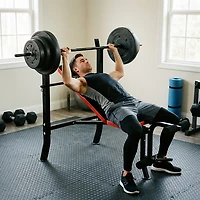 Marcy Pro Standard Weight Bench with 100 lb Weight Set