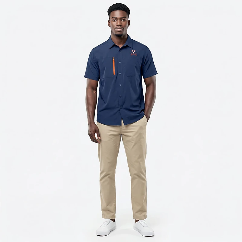 Antigua Men's University of Virginia Kickoff Woven Fishing Shirt