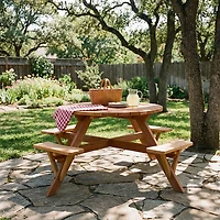 Jack & June Redwood Circular Picnic Table