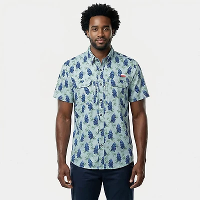 Magellan Outdoors Men's FishGear Local State Texas Print Short Sleeve Button-Down Shirt