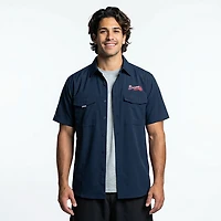 Antigua Men's Atlanta Braves Pinch Hitter Woven Fishing Button-Down Shirt