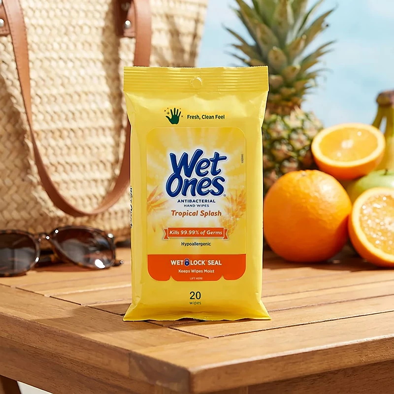 Wet Ones Tropical Splash Antibacterial Wipes 20-Pack