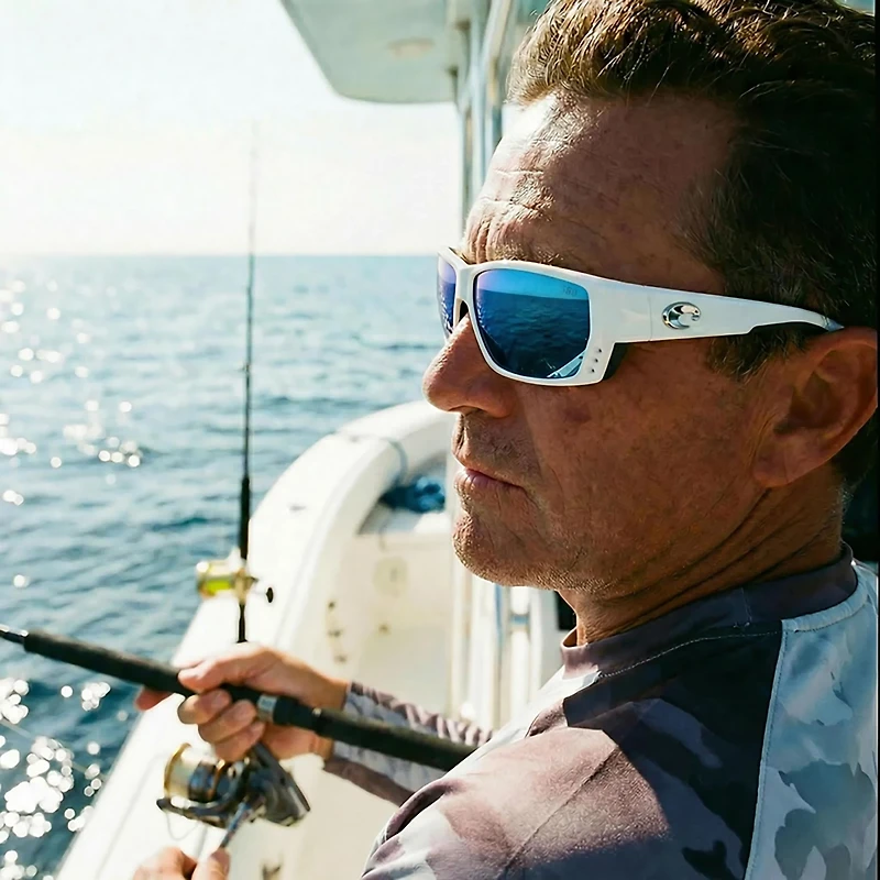 Costa Del Mar Tuna Alley Mirror Wrap-Around Sunglasses