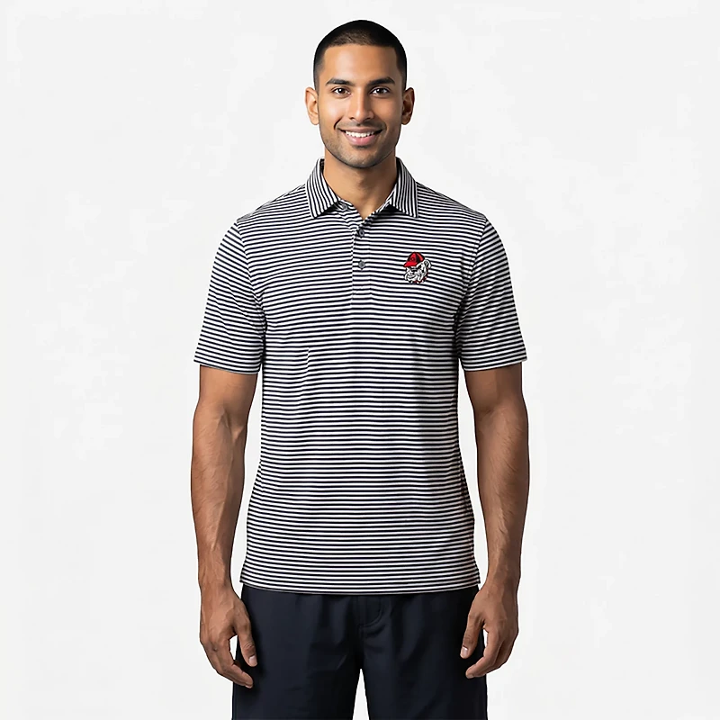 Cutter Buck Georgia Bulldogs Virtue Eco Pique Stripe Recycled Polo