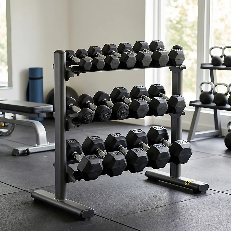ZIVA3-Tier Tribell and Hexagon Dumbbell Rack