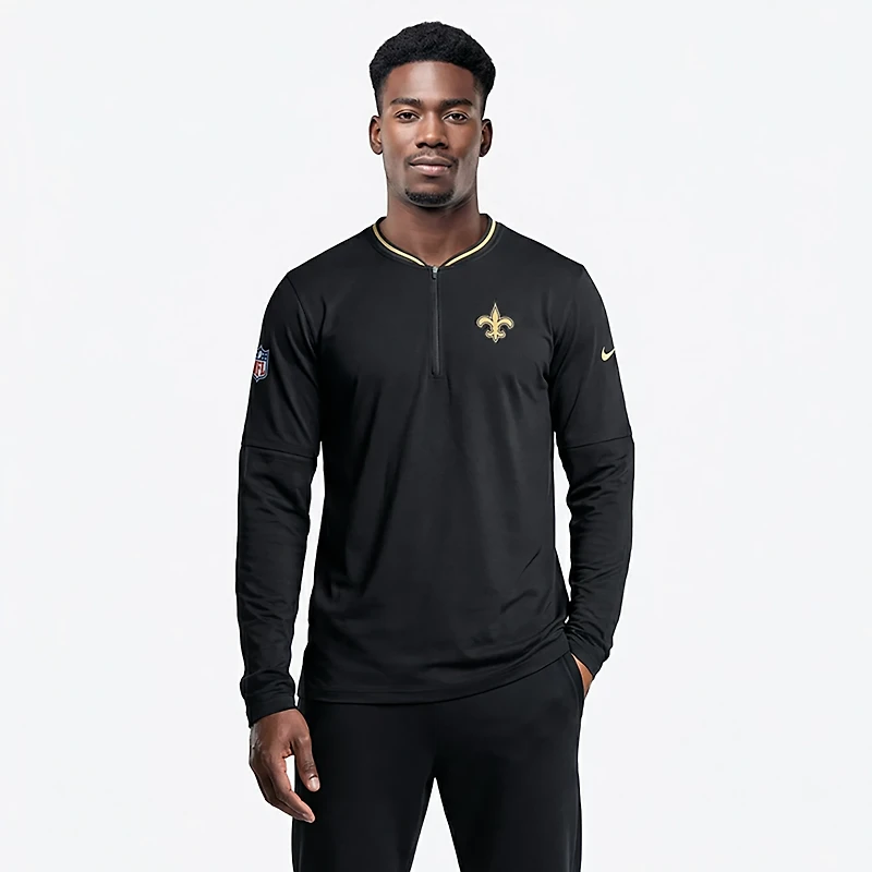 Nike Men's New Orleans Saints Sideline Coach 1/4-Zip Long Sleeve Pullover
