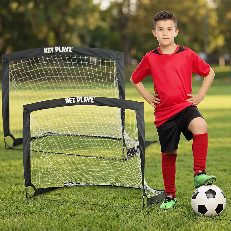 NetPlayz 4 ft x 3 ft x 3 ft Instant Pop-Up Portable Soccer Goals 2-Pack