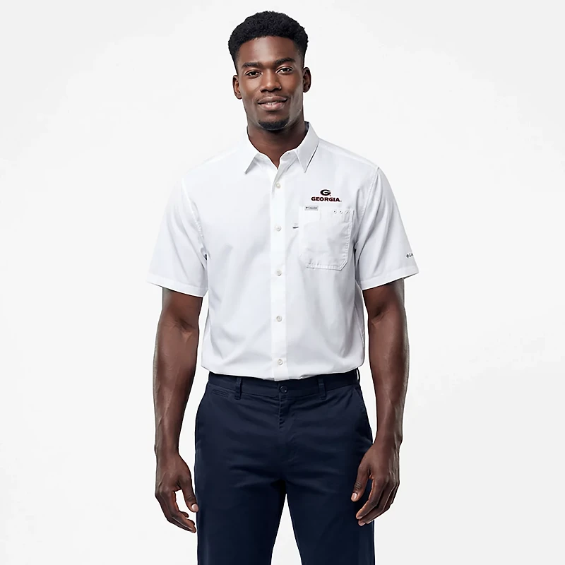 Columbia Georgia Bulldogs PFG Slack Tide Omni-Shade Button-Up Camp Shirt