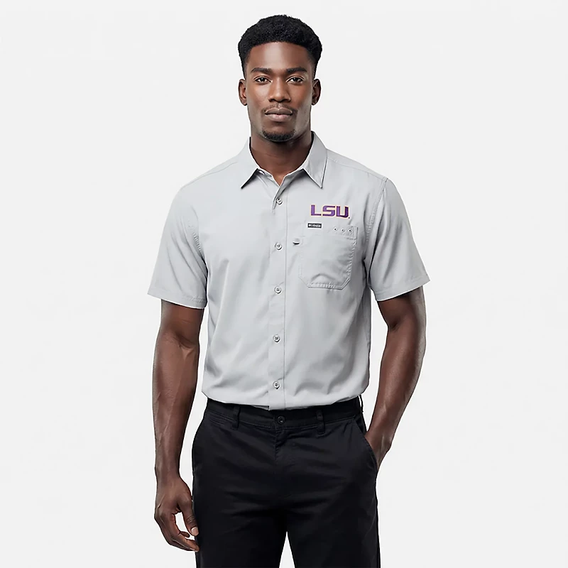 Columbia LSU Tigers PFG Slack Tide Omni-Shade Button-Up Camp Shirt