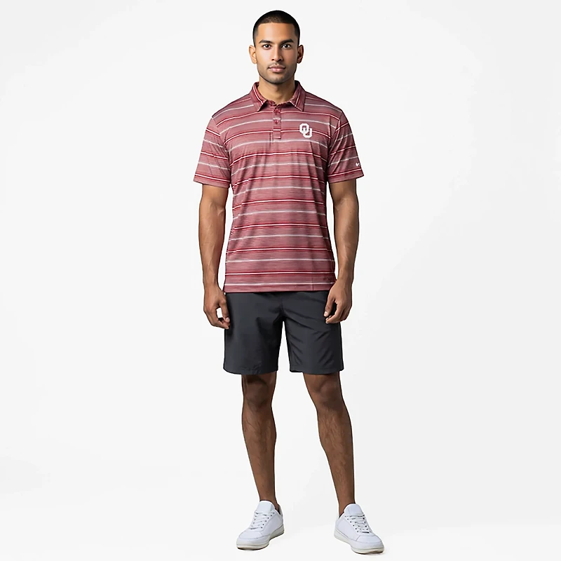 Columbia Oklahoma Sooners PFG Super Terminal Tackle Omni-Shade Stripe Polo