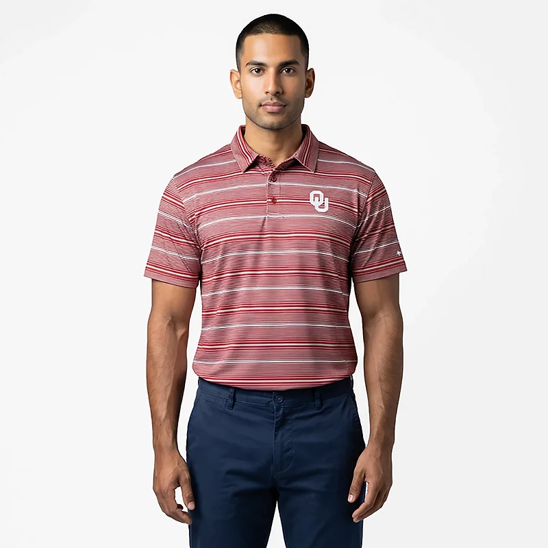Columbia Oklahoma Sooners PFG Super Terminal Tackle Omni-Shade Stripe Polo