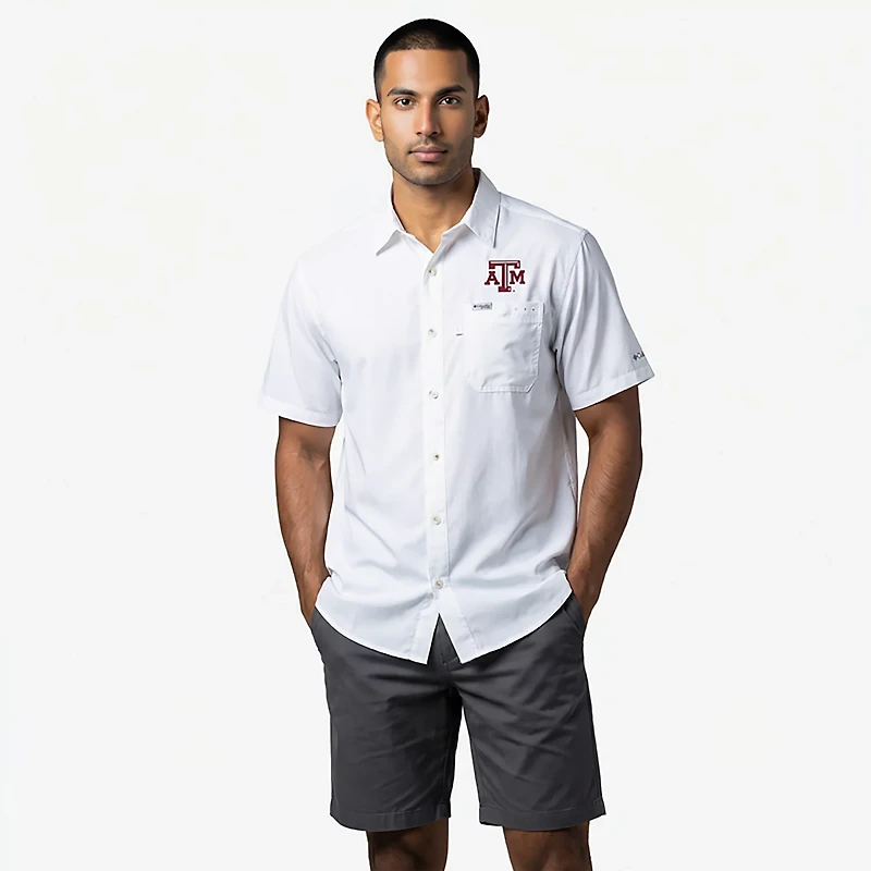 Columbia Texas AM Aggies PFG Slack Tide Omni-Shade Button-Up Camp Shirt