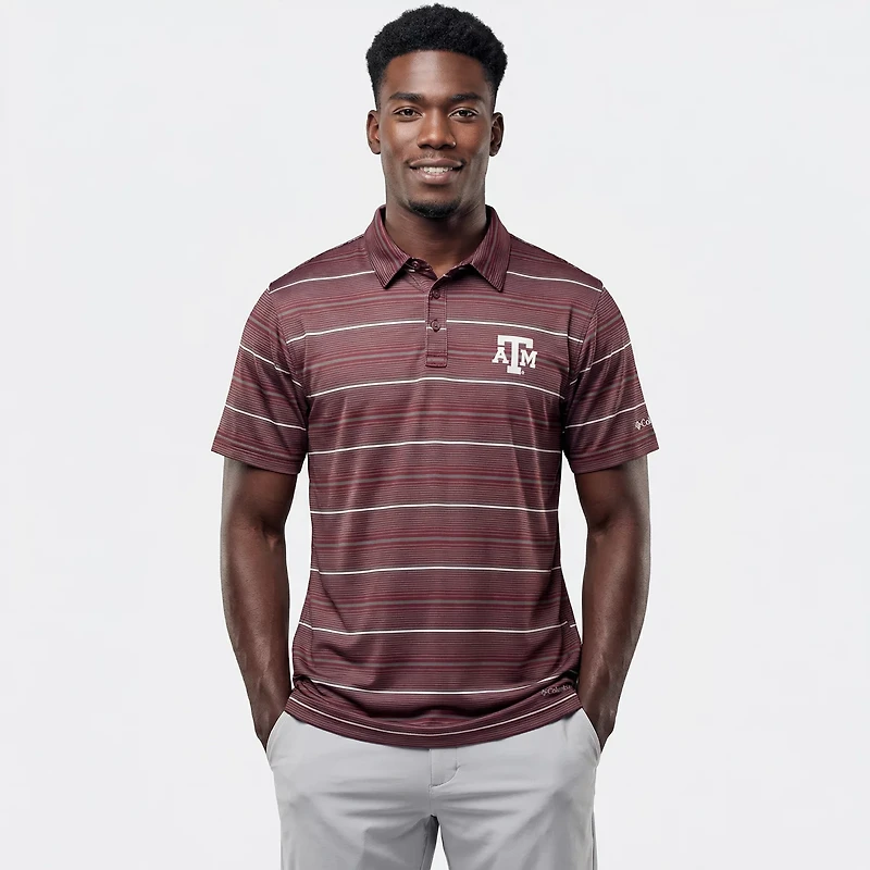 Columbia Texas AM Aggies PFG Super Terminal Tackle Omni-Shade Stripe Polo