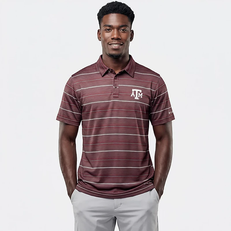 Columbia Texas AM Aggies PFG Super Terminal Tackle Omni-Shade Stripe Polo