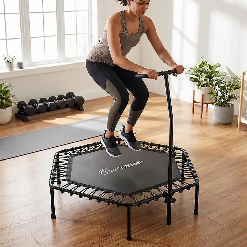 Machrus Upper Bounce 50 in Mini Hexagon Trampoline with Adjustable Handrail