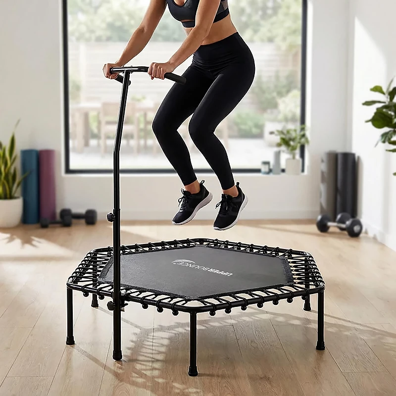 Machrus Upper Bounce 50 in Mini Hexagon Trampoline with Adjustable Handrail