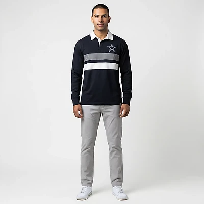 '47 Men's Dallas Cowboys Knox Thames Rugby Long Sleeve Polo Shirt