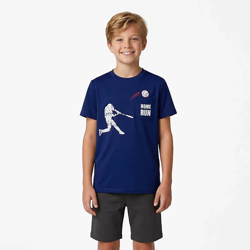 BCG Boys' Cotton Short Sleeve Home Run PKT Graphic T-shirt