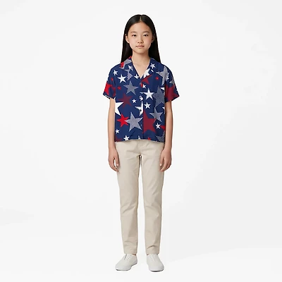 O'Rageous Juniors' Americana Printed Short Sleeve Cabana Top