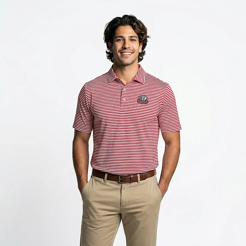 Cutter & Buck Men's University of Alabama Virtue Eco Pique Stripe Short Sleeve Polo