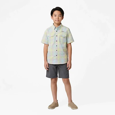 Magellan Outdoors Boys' Seersucker Southern Summer Gingham Button Down Shirt