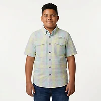 Magellan Outdoors Boys' Seersucker Southern Summer Gingham Button Down Shirt