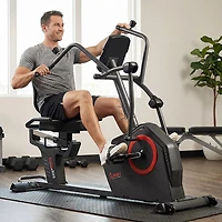 Sunny Health & Fitness Smart Recumbent Cross Trainer Elliptical Exercise Bike