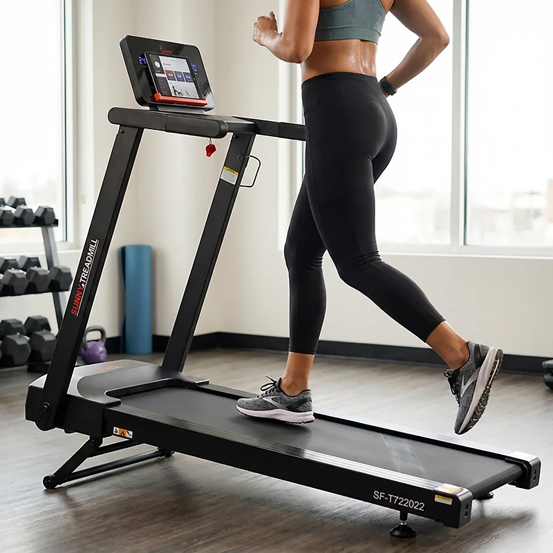 Sunny Health & Fitness Interactive Slim Auto Incline Treadmill with Bluetooth