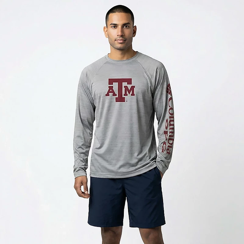 Columbia Sportswear Men's Texas A&M University Collegiate PFG Terminal Tackle Heather Long Sleeve Graphic T-shirt