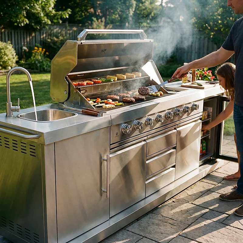 Big Horn 6-Burner Propane Gas Grill Island