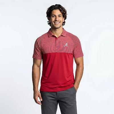 Levelwear Men's Atlanta Braves Classic Stripes 3D Patch Short Sleeve Polo Shirt