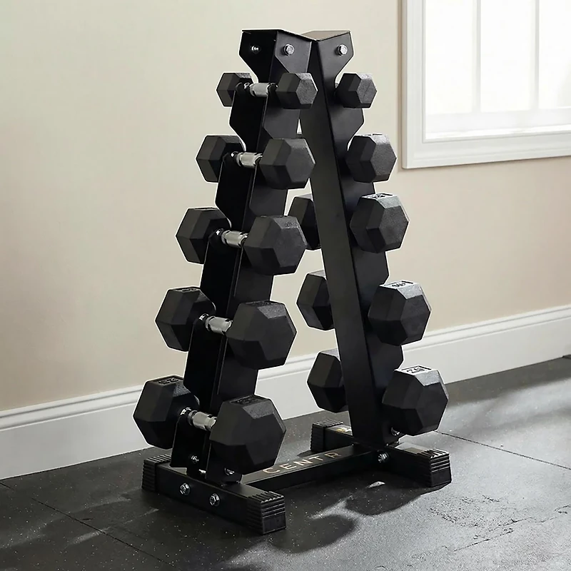 CENTR 150 lb Dumbbell Set with Rack