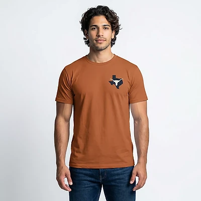 Image One Men's Texas Longhorns Bevo State Double Sided Short Sleeve T-shirt