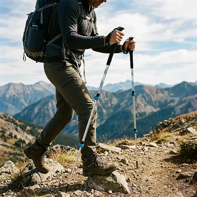 Cascade Mountain Tech Aluminum Folding Quick-Lock Trekking Poles with EVA Grip